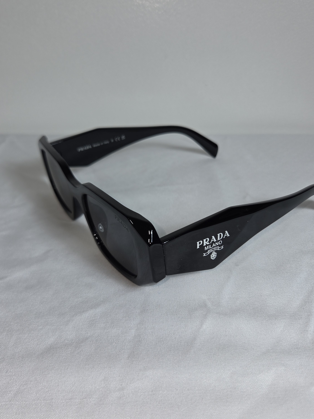Prada Black Thick-Frame Rectangle Sunglasses
